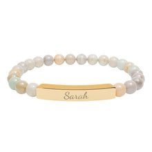 Load image into Gallery viewer, Natural Stone Stretch Name Bracelet (Engraving)