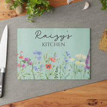 Load image into Gallery viewer, Personalized Flower Design Glass Cutting Board
