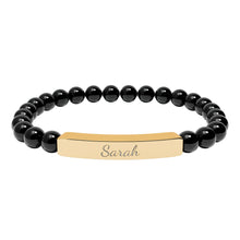 Load image into Gallery viewer, Natural Stone Stretch Name Bracelet (Engraving)