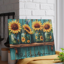 Load image into Gallery viewer, Personalized Sunflower Glass Cutting Board