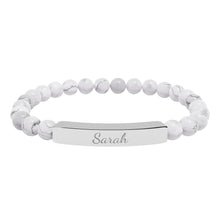 Load image into Gallery viewer, Natural Stone Stretch Name Bracelet (Engraving)