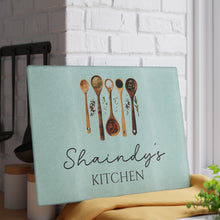 Load image into Gallery viewer, Personalized Wooden Spoon Design Glass Cutting Board