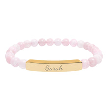 Load image into Gallery viewer, Natural Stone Stretch Name Bracelet (Engraving)