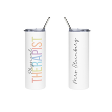 Load image into Gallery viewer, Personalized Therapist Tumbler, Rainbow Letters