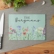 Load image into Gallery viewer, Personalized Flower Design Glass Cutting Board
