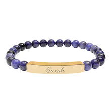 Load image into Gallery viewer, Natural Stone Stretch Name Bracelet (Engraving)
