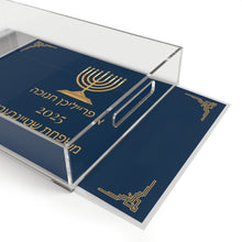 Load image into Gallery viewer, Personalized Acrylic Menorah Tray in Yiddish
