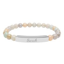 Load image into Gallery viewer, Natural Stone Stretch Name Bracelet (Engraving)
