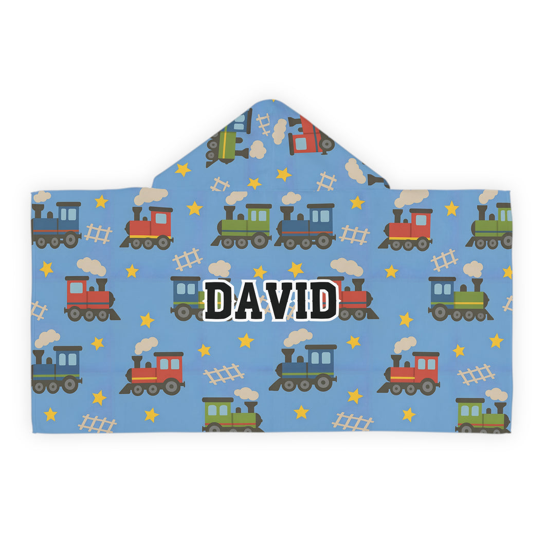 Personalized Trains Hooded Towel