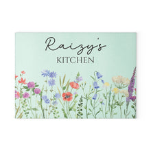 Load image into Gallery viewer, Personalized Flower Design Glass Cutting Board
