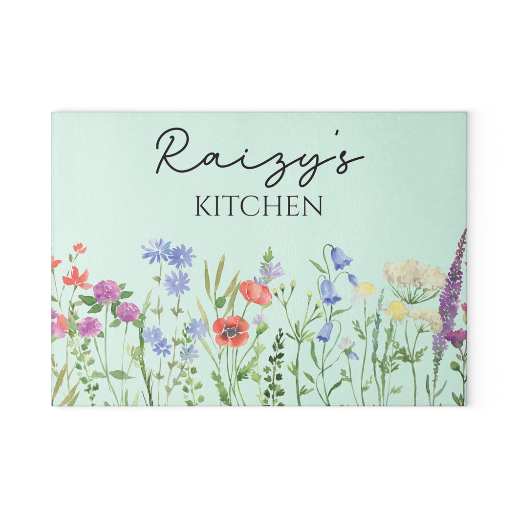Personalized Flower Design Glass Cutting Board