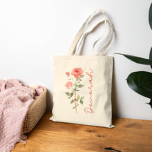 Load image into Gallery viewer, Personalized Birth Month Flower Tote Bag
