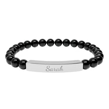 Load image into Gallery viewer, Natural Stone Stretch Name Bracelet (Engraving)
