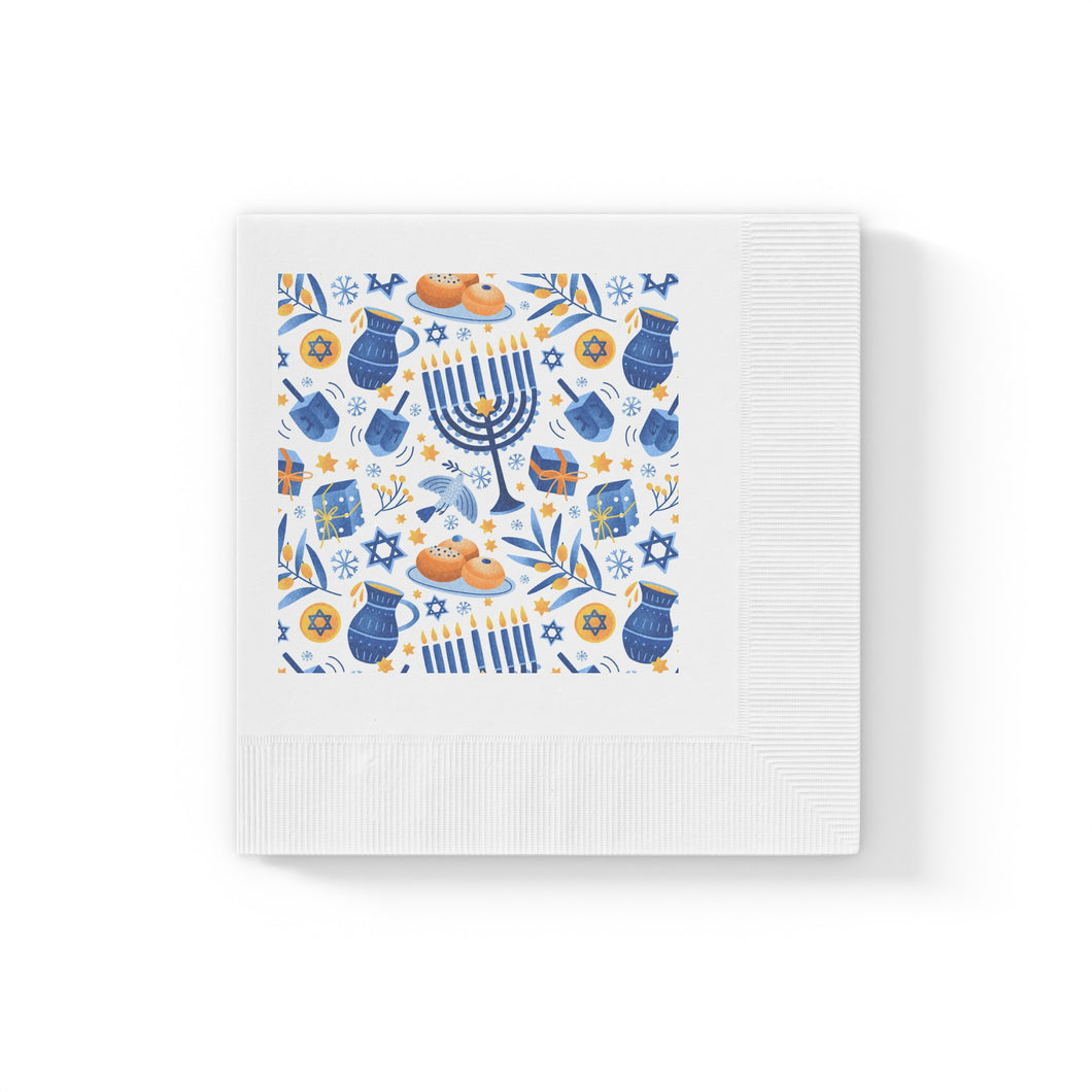 Chanuka White Coined Napkins