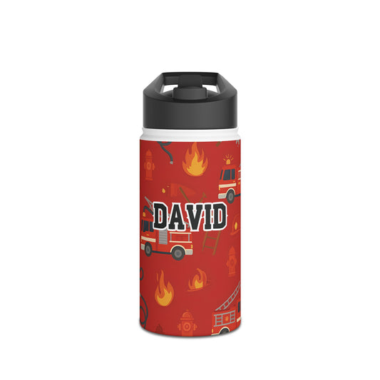 Personalized Fire Truck Theme Kids Stainless Steel Water Bottle