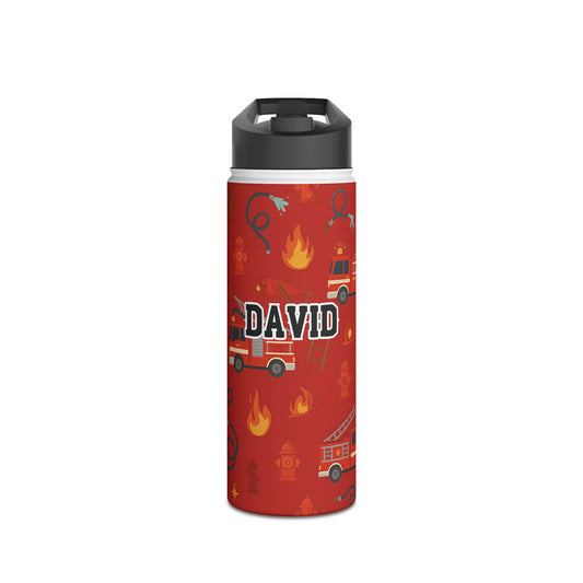 Personalized Fire Truck Theme Kids Stainless Steel Water Bottle