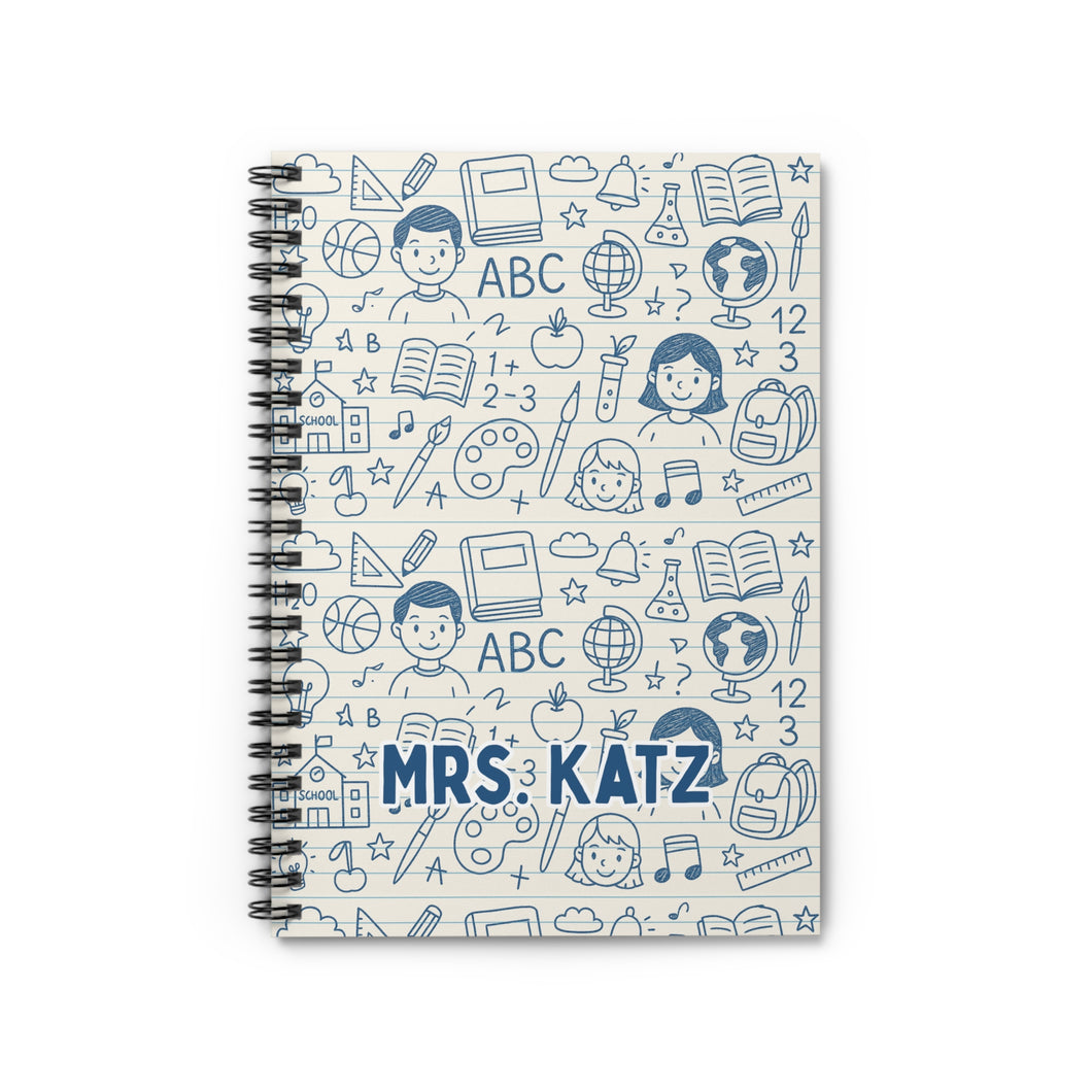 Teacher Doodle Design Spiral Notebook - Ruled Line