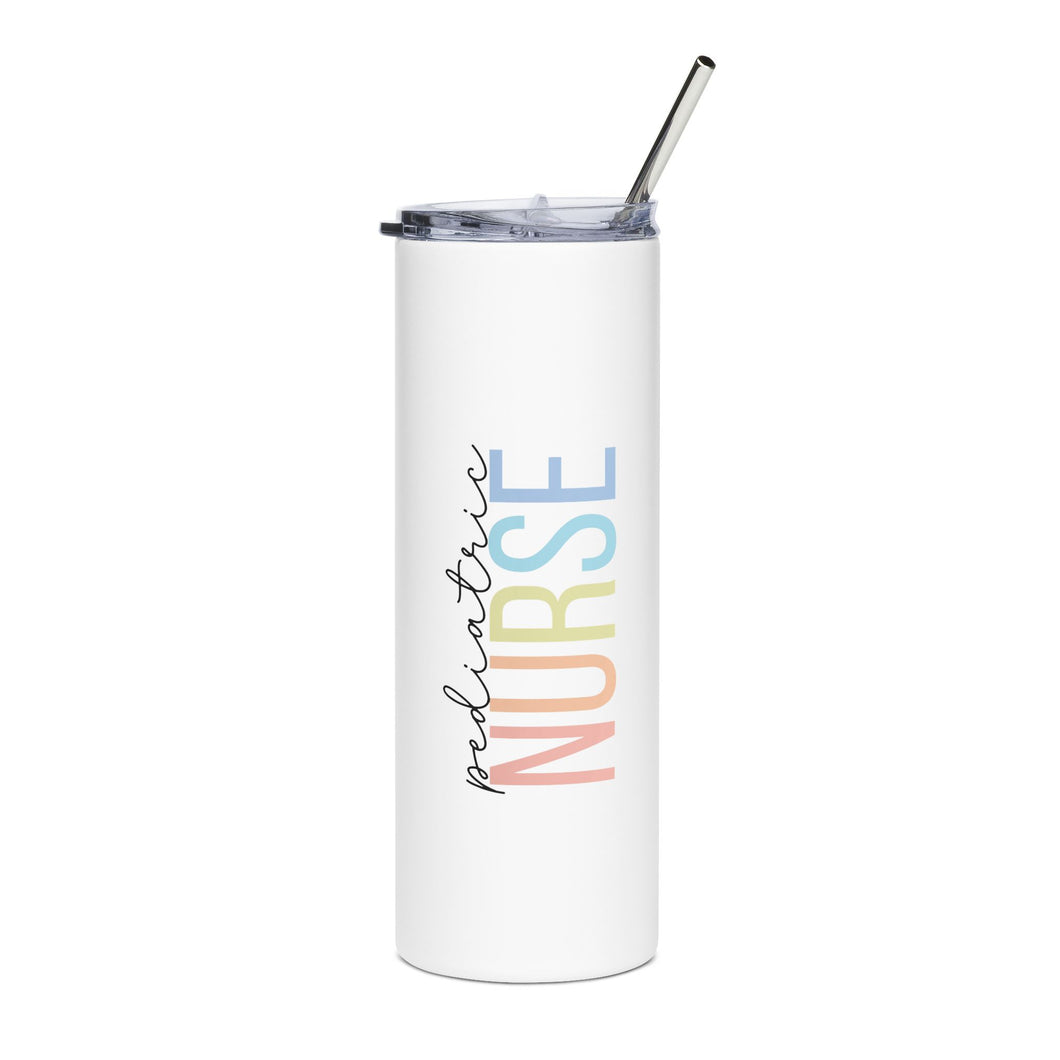 Personalized Nurse Tumbler, Rainbow Letters