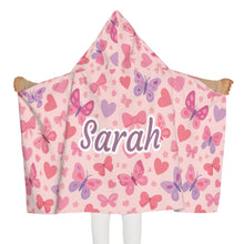 Load image into Gallery viewer, Personalized Butterflies Hooded Towel
