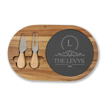 Load image into Gallery viewer, Engraved Round Charcuterie Board with Knives

