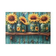 Load image into Gallery viewer, Personalized Sunflower Glass Cutting Board
