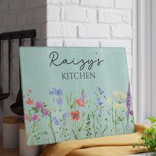 Load image into Gallery viewer, Personalized Flower Design Glass Cutting Board
