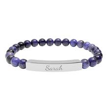 Load image into Gallery viewer, Natural Stone Stretch Name Bracelet (Engraving)
