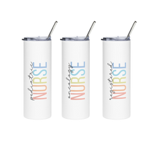 Load image into Gallery viewer, Personalized Nurse Tumbler, Rainbow Letters
