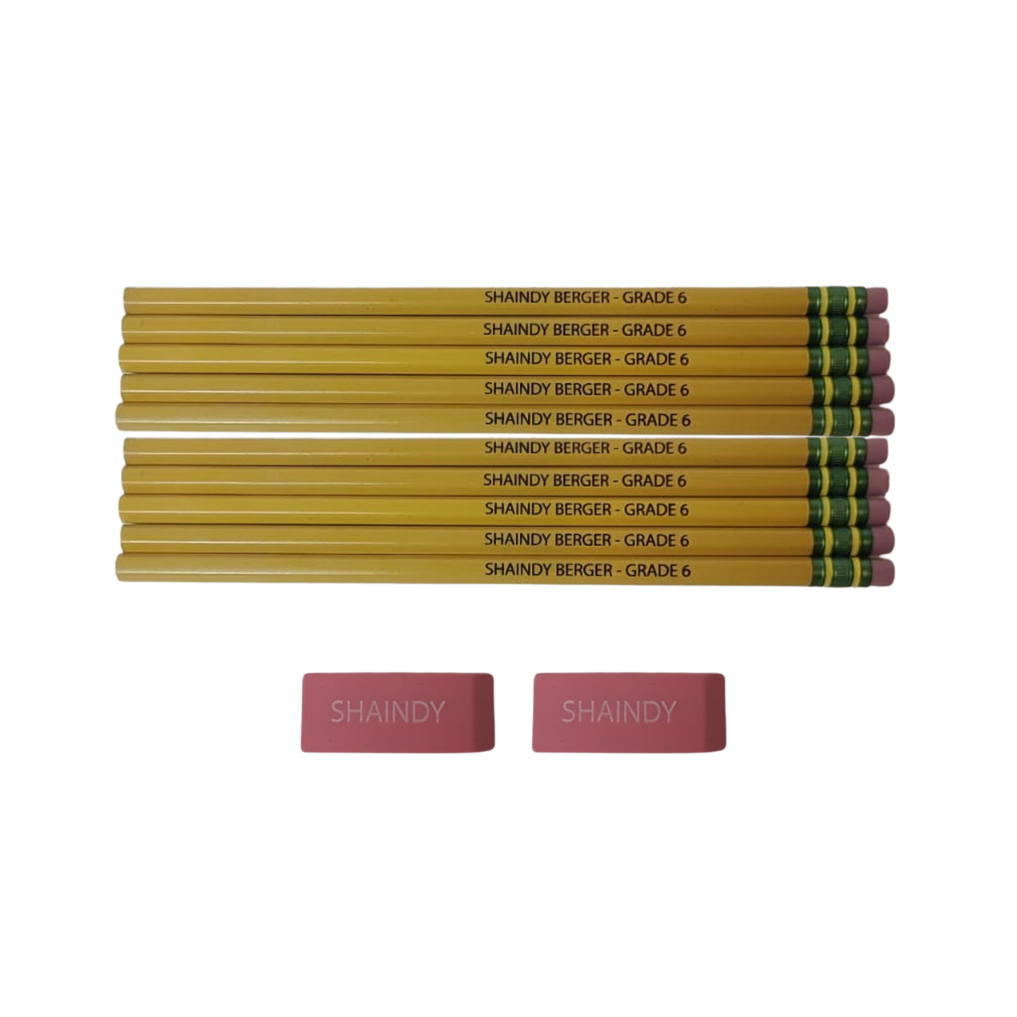 Engraved Name Pencils and Erasers