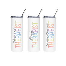 Load image into Gallery viewer, Personalized Therapist Tumbler, Rainbow Letters

