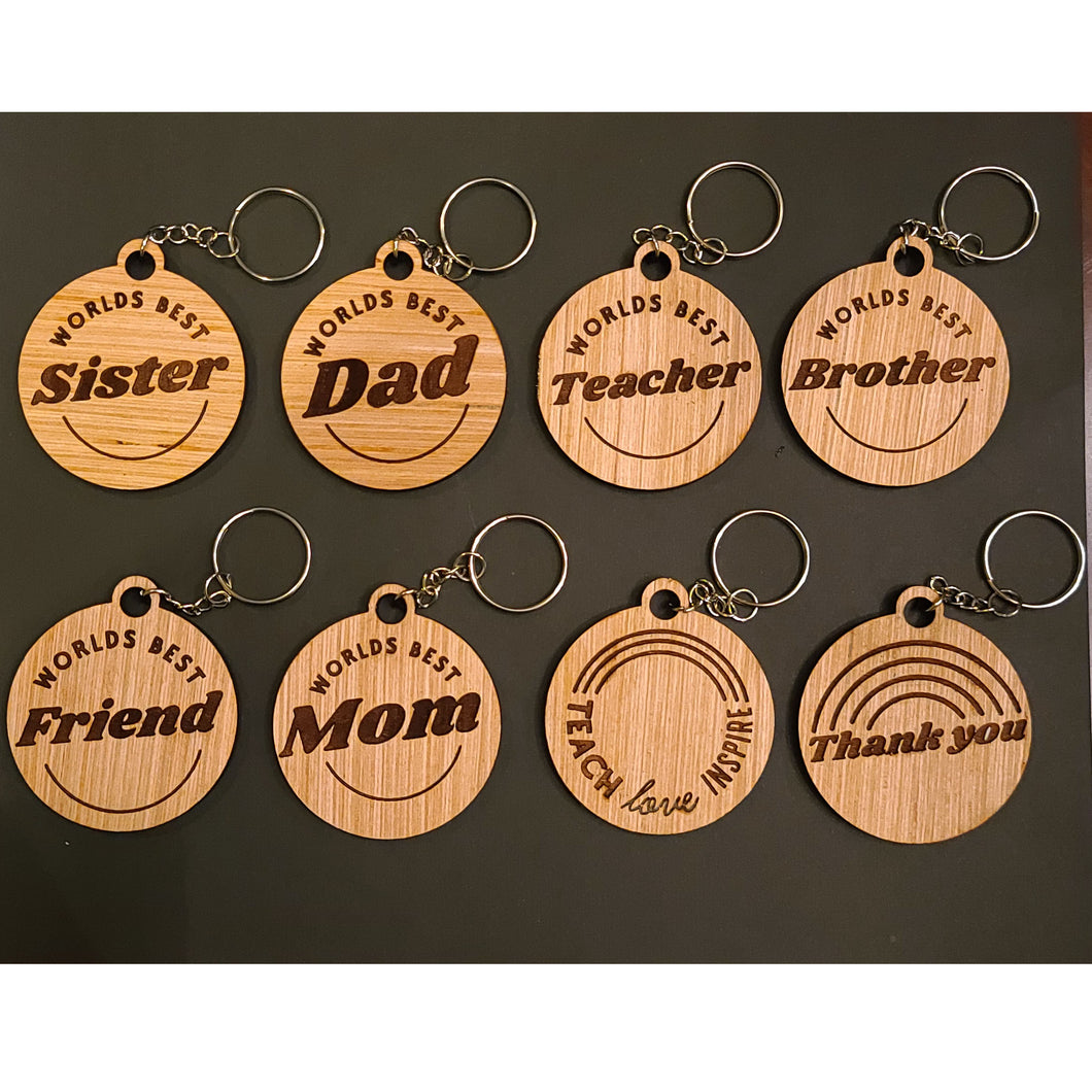 Round Wooden 'Worlds Best' Keychains