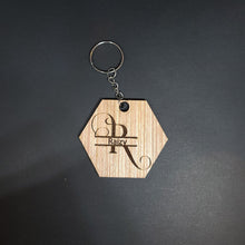 Load image into Gallery viewer, English Monogram Wooden Keychain
