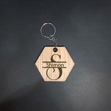 Load image into Gallery viewer, English Monogram Wooden Keychain
