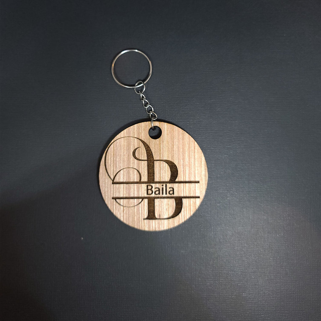 English Monogram Wooden Keychain