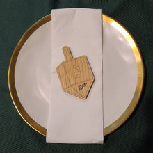 Load image into Gallery viewer, Wood Dreidel Personalized Place Setting
