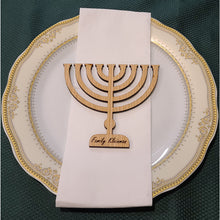 Load image into Gallery viewer, Wood Menorah Personalized Place Setting
